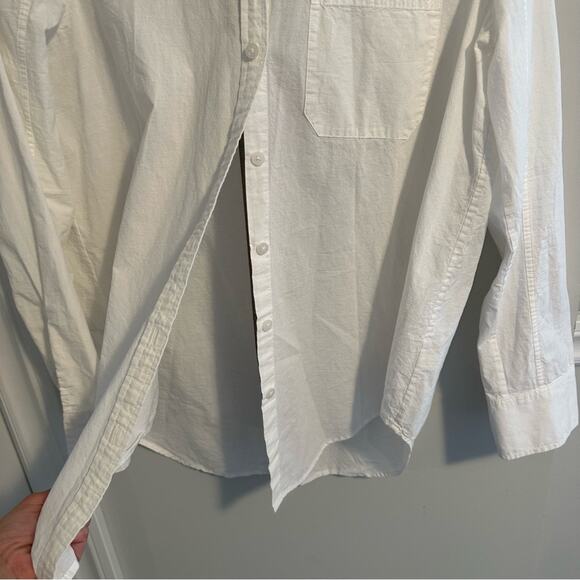 Athleta White Button Front Striped Back Long Sleeve Top Blouse Medium - Picture 12 of 16